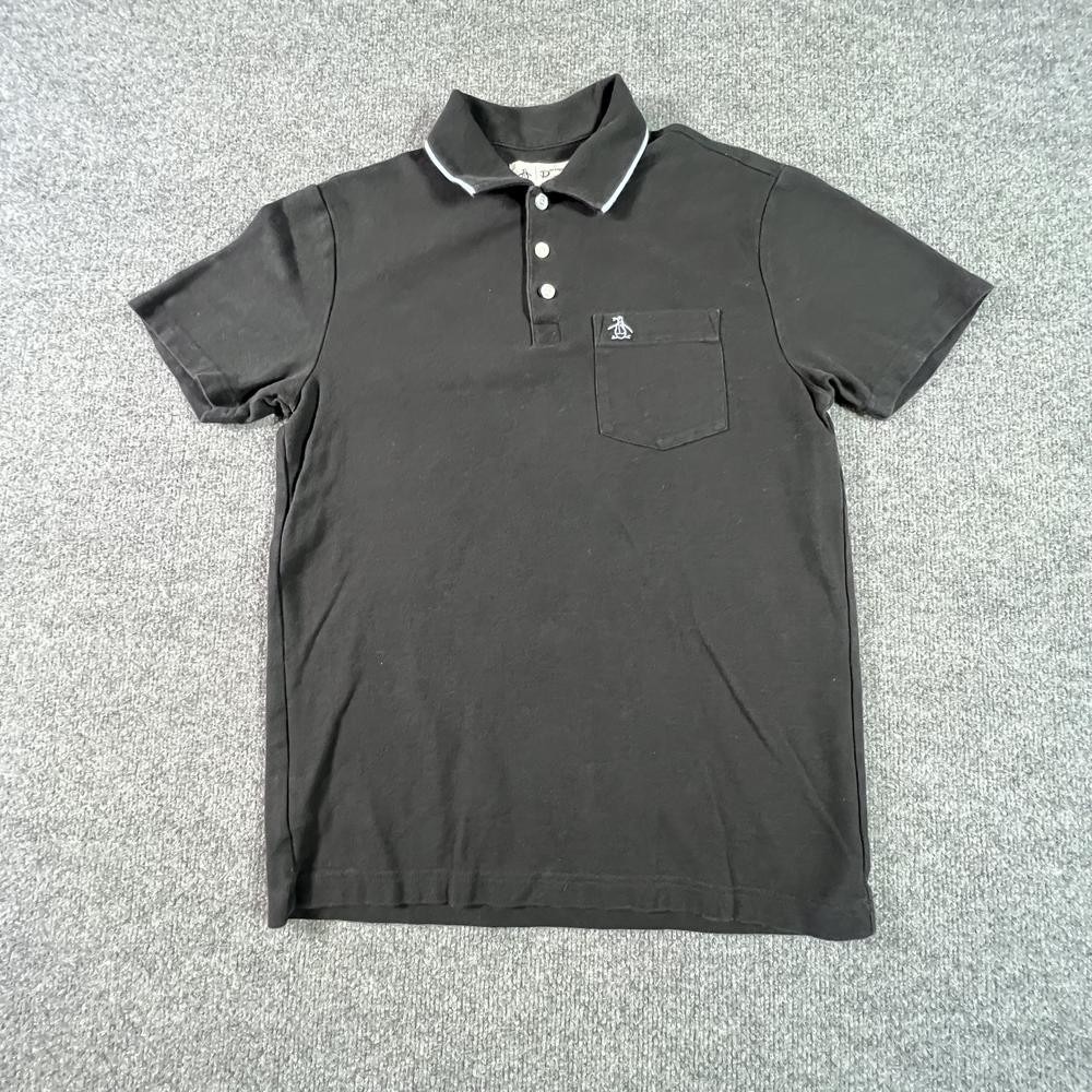 Penguin Polo Shirt Mens S Black Cotton Golf Sports Performance Athletic Collared